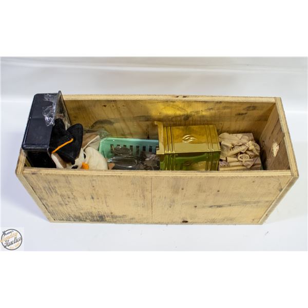 BOX OF VINTAGE SEWING AND COLLECTABLES