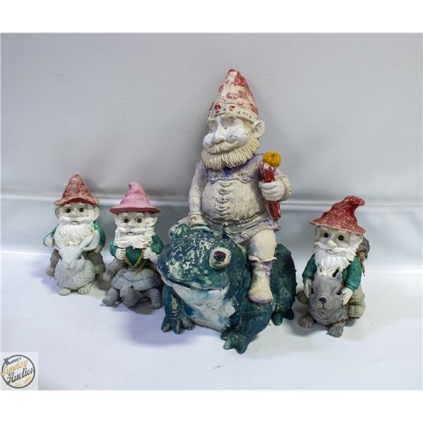 COLLECTION OF 4 YARD GNOMES