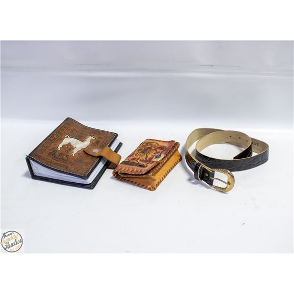 GENUINE LEATHER HAND TOOLED WALLET +