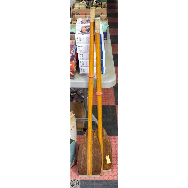 PAIR OF ANTIQUE WOODEN BOAT OARS