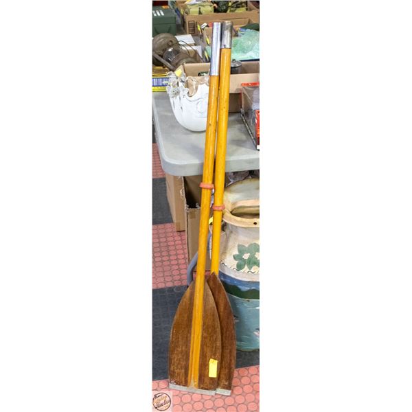 PAIR OF ANTIQUE WOODEN BOAT OARS
