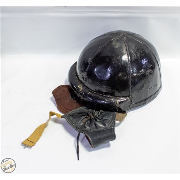 ANTIQUE FRENCH MOTORCYCLE HELMET