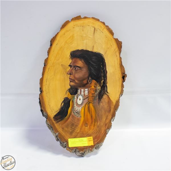 INDIGENOUS PORTAIT ON WOOD SIGNED