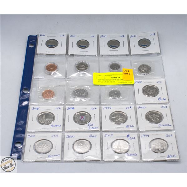 20 VARIOUS COINS FROM BANK ROLL OR PL SETS