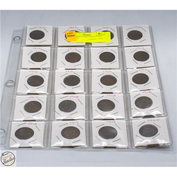 CANADIAN LARGE 1 CENT COINS LOT OF 20