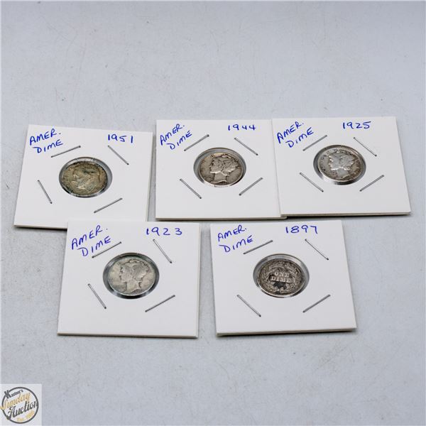 AMERICAN DIMES LOT OF 5