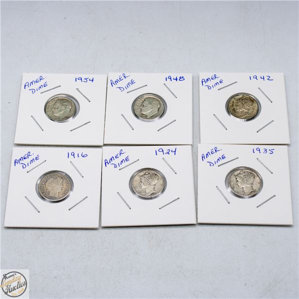 AMERICAN DIMES LOT OF 6