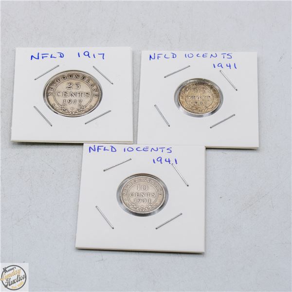 NEWFOUNDLAND COINS LOT OF 3