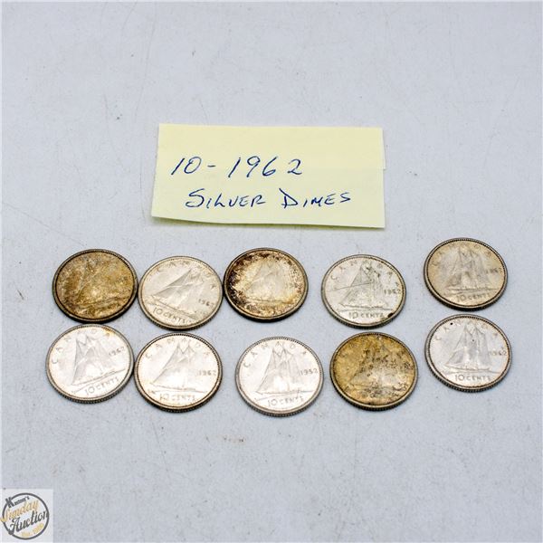 10 - 1962 SILVER DIMES