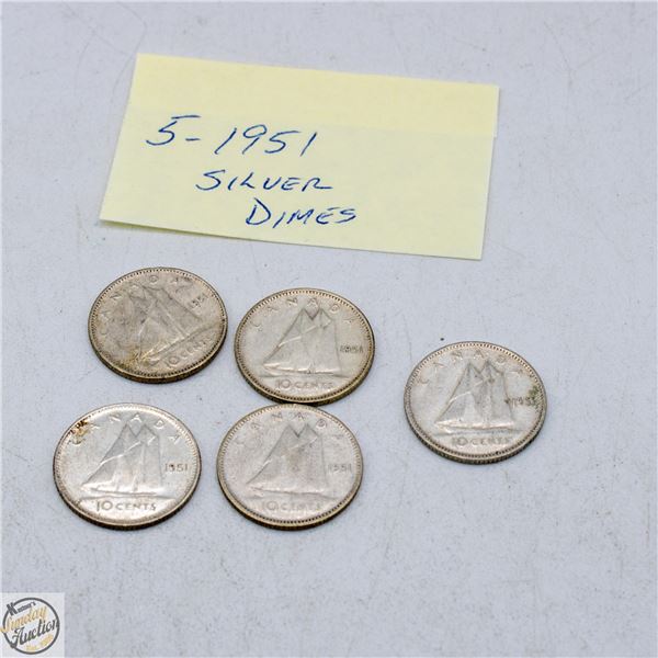 5 - 1951 SILVER DIMES