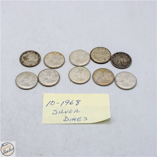 10 - 1968 SILVER DIMES