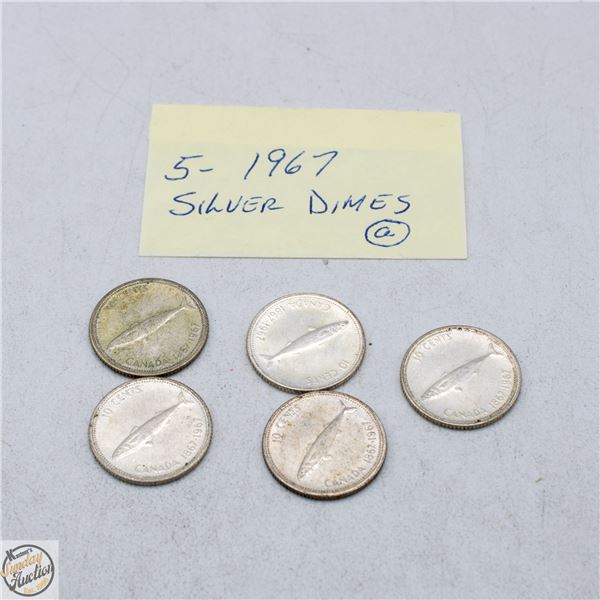5 - 1967 SILVER DIMES