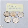 Image 1 : 5 - 1959 SILVER DIMES