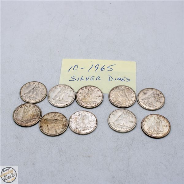 10 - 1965 SILVER DIMES