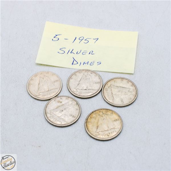 5 - 1957 SILVER DIMES