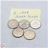 Image 1 : 5 - 1958 SILVER DIMES