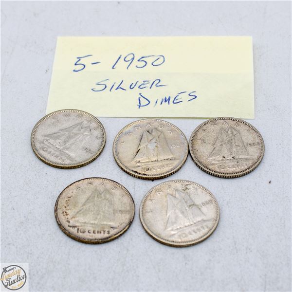 5 - 1950 SILVER DIMES