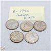 Image 1 : 5 - 1950 SILVER DIMES