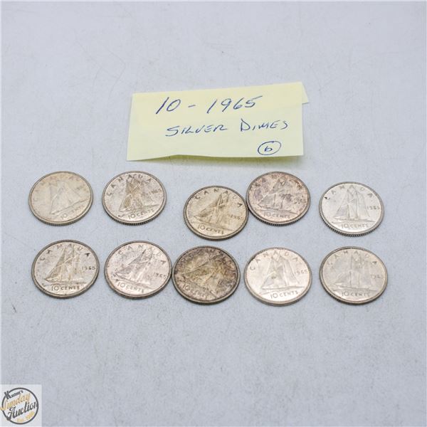 10 - 1965 SILVER DIMES