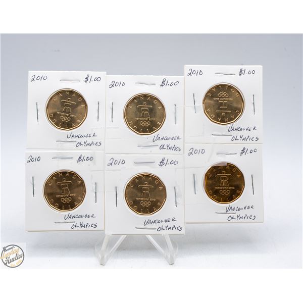 6 - 2010 VANCOUVER OLYMPICS $1.00 COINS