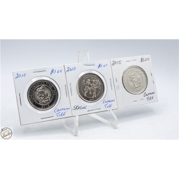 3 - CANADIAN TIRE $1.00 TOKEN COINS