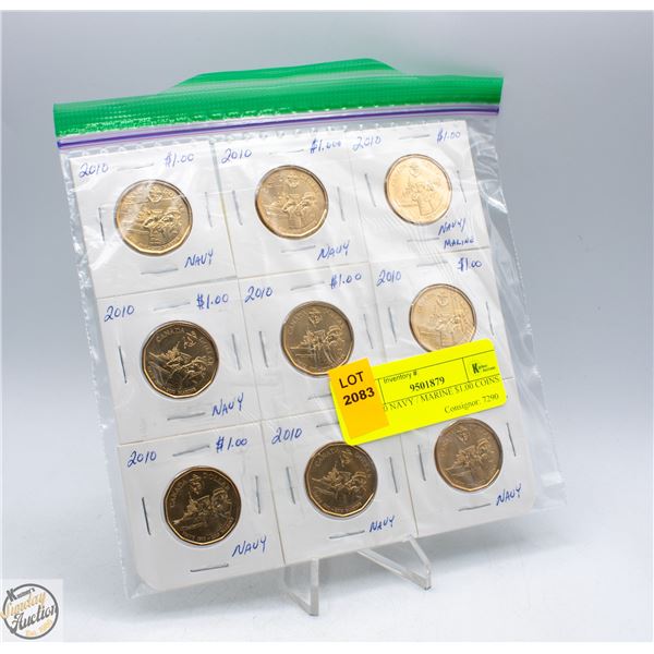 9 - 2010 NAVY / MARINE $1.00 COINS