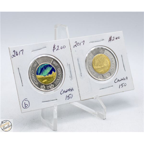 2X2017 CANADA 150 $2.00 COINS FROM BANK ROLLS