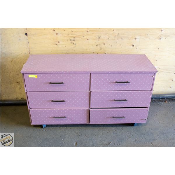 6 DRAWER DRESSER FLORAL PINK WITH
