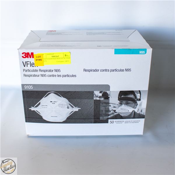 3M N95 UNOPENED BOX OF 50, #9105 VFLEX
