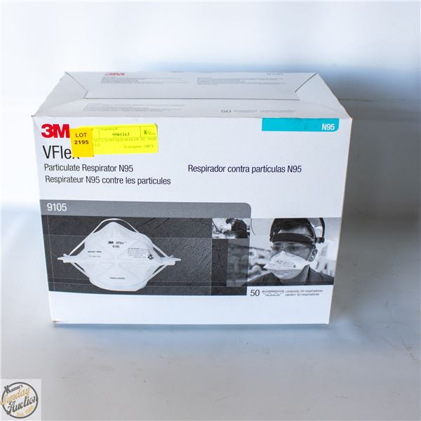 3M N95 UNOPENED BOX OF 50, #9105 VFLEX