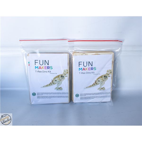 2 FUN MAKERS T-REX DINOSAUR WOODEN BUILDERS KITS