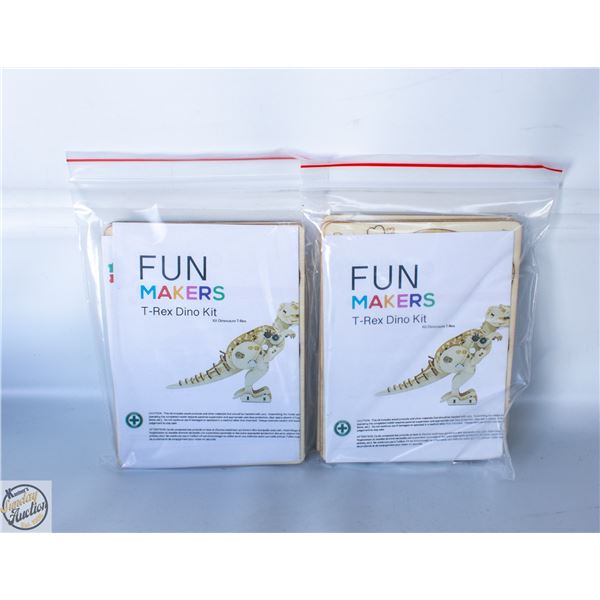 2 FUN MAKERS T-REX DINOSAUR WOODEN BUILDERS KITS
