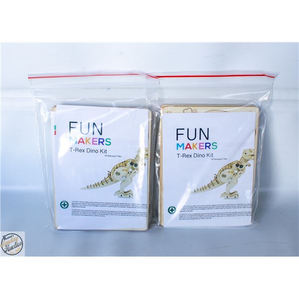 2 FUN MAKERS T-REX DINOSAUR WOODEN BUILDERS KITS