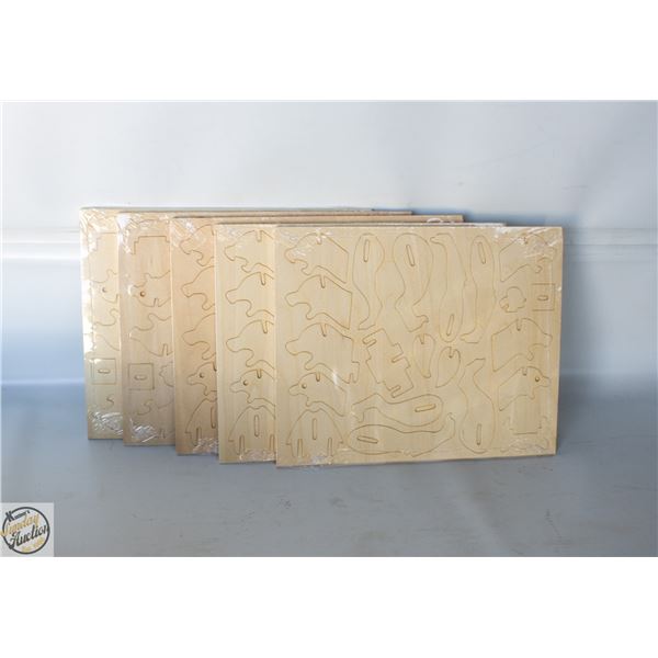5 X WOODEN 3D CAT MODELS