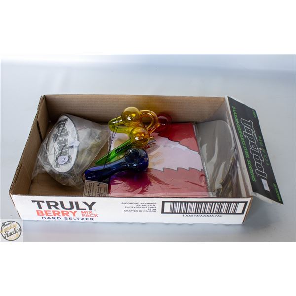 420 LOT W/3X5 FOOT CANNABIS FLAG PIPES & MORE