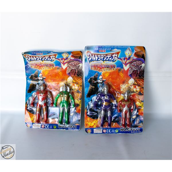 2 X 2 PACKS VINTAGE ULTRAMAN FIGURINES IN ORIGINAL