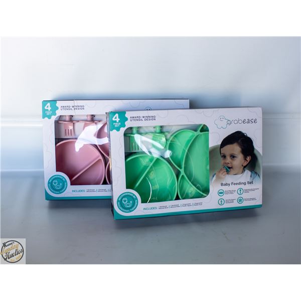 2 X GRABEASE SILICONE BABY DISH SETS NEW