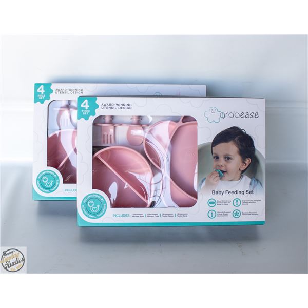 2 X GRABEASE SILICONE BABY DISH SETS NEW