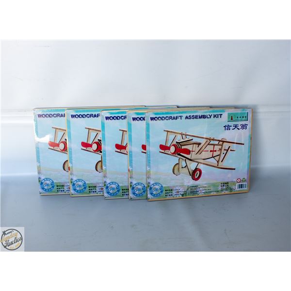 5 X WOODEN AIRPLANE MODEL KITS