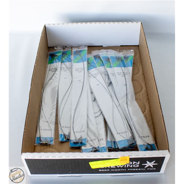 BOX W/12PKS OF 2-12” WIRE COATED LEADERS 30LBS