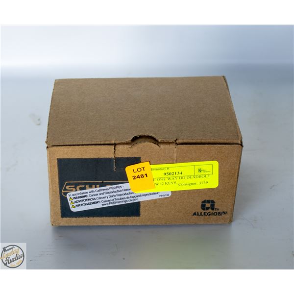 SCHLAGE ONE WAY HD DEADBOLT LOCK NEW+2 KEYS