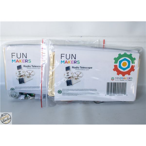 2 X RADIO TELESCOPES WOODEN BUILDERS KITS