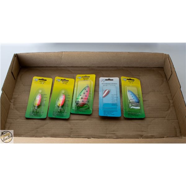 6 X COHO FISHING LURES GREEN/RED/WHITE SCALE