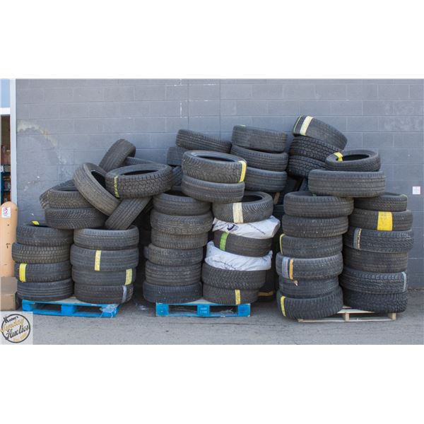 LARGE LOT WITH 3 PALLETS OF USED TIRES