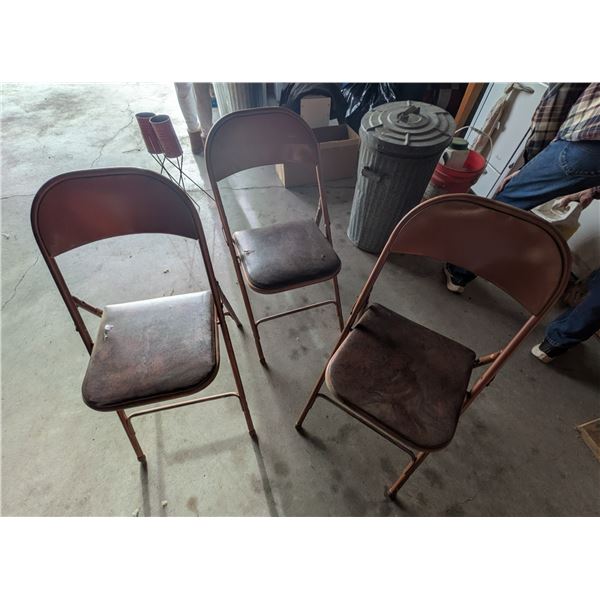 Three Metal Folding Chairs