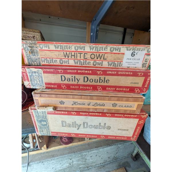 Four Cigar Boxes White Owl Daily Double House of Lords