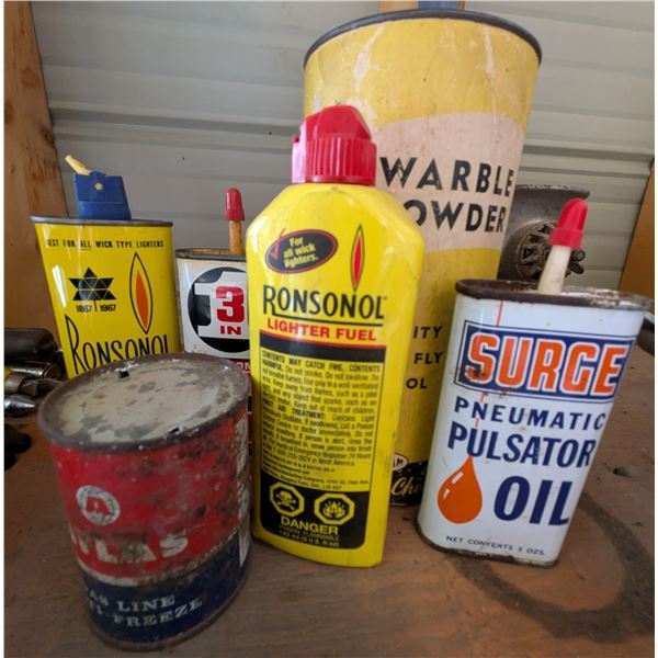 Assortment of Lighter Fluid and Shop Oils (6)