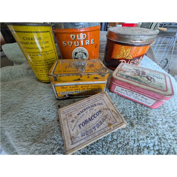 Six Tobacco Tins