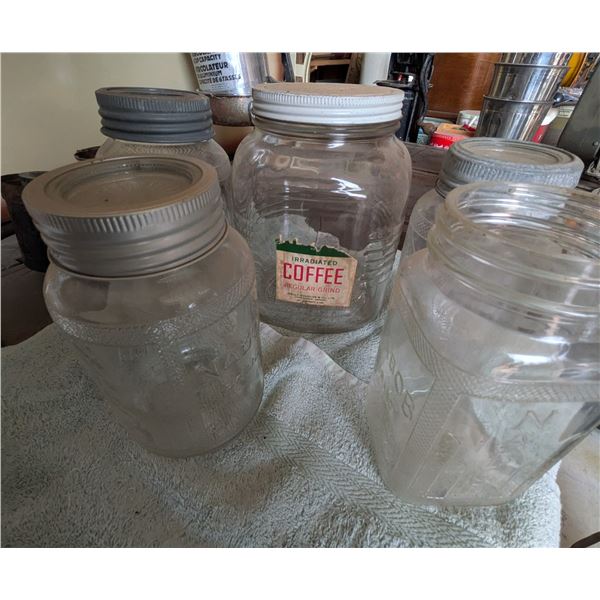 Five Glass Sealer Mason Jars
