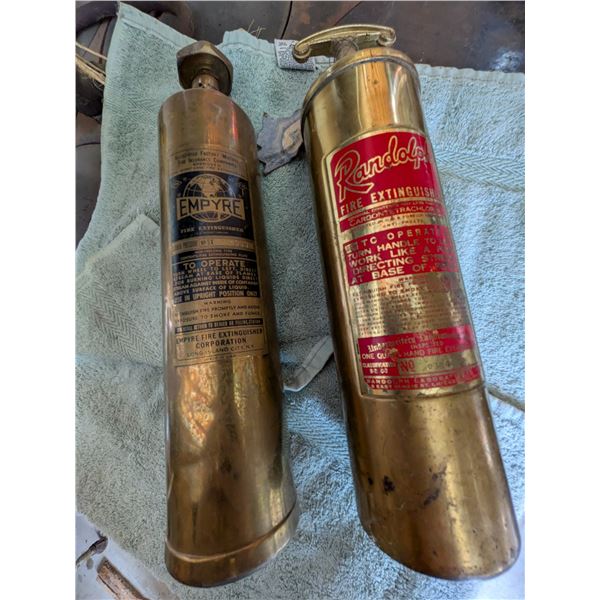 Two Brass Fire Extinguishers Randolph